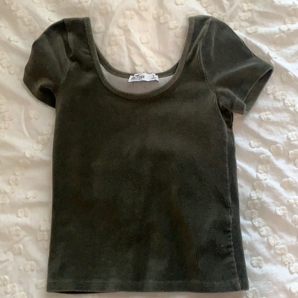 Hollister velvet army green top